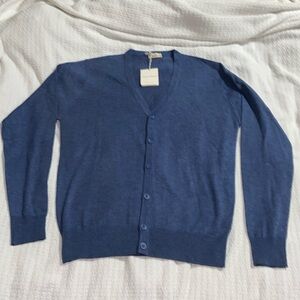 Nwt Cashmere Company Blue Buttoned Cardigan